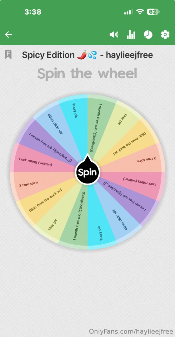 Spin the wheel you can t lose 1 spin for 10 or 3 spins for 20 all spin 