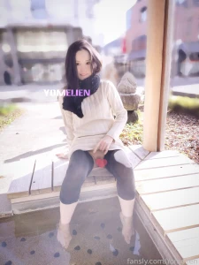 You and i are on a date at a tourist spot in japan there s a footbath