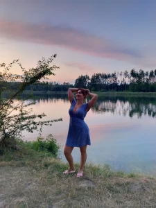 I am on the lake after a long swimming love ukrainian nature and
