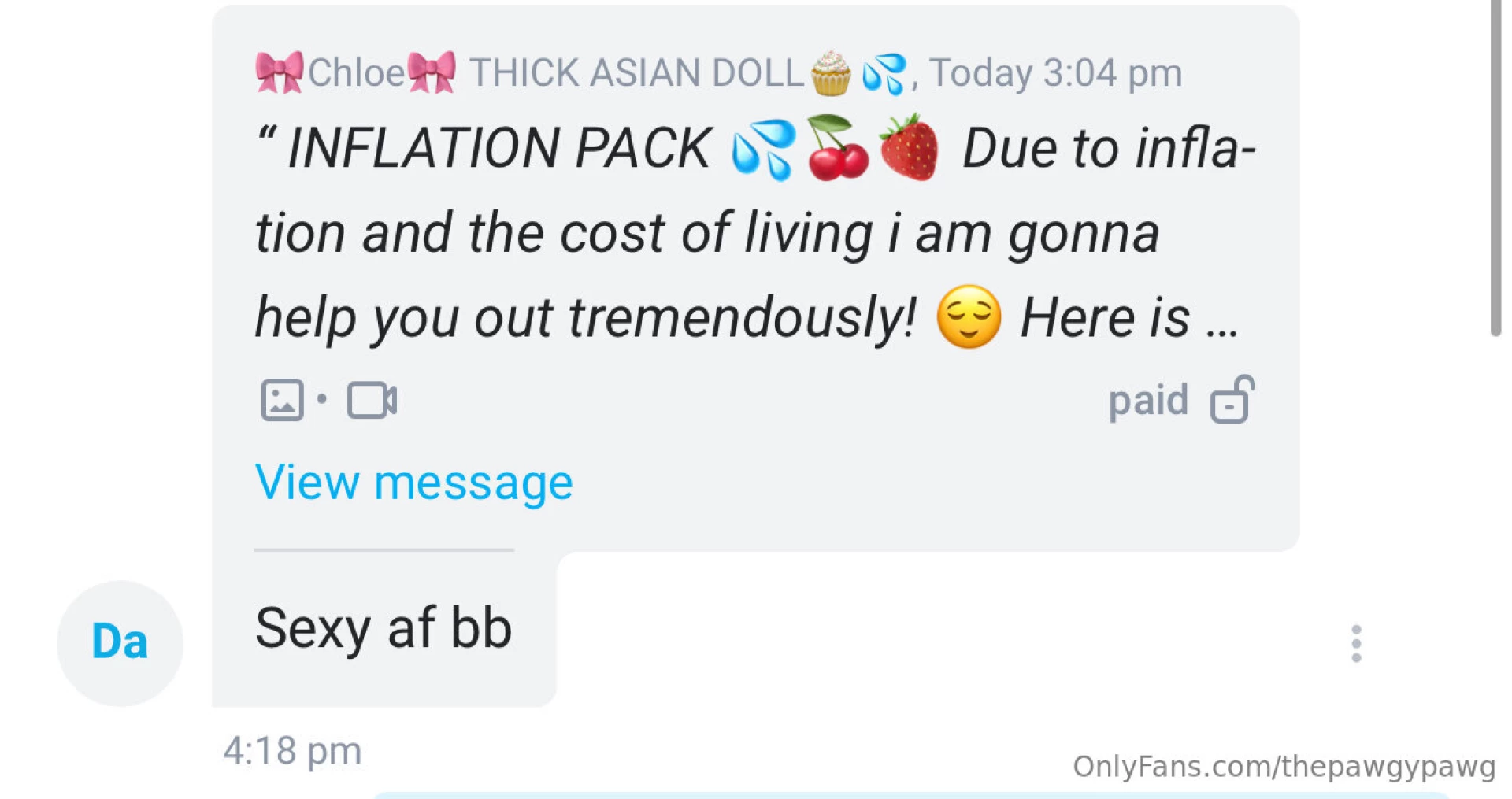 Grab the huge inflation package in your dms now or tip 10 for it 