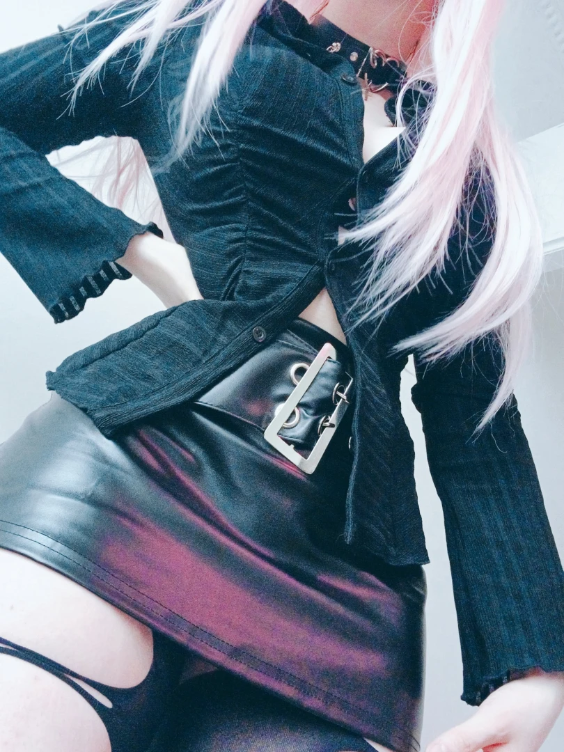 Kneel for me who knew id look that good in a pvc skirt all shiny for 
