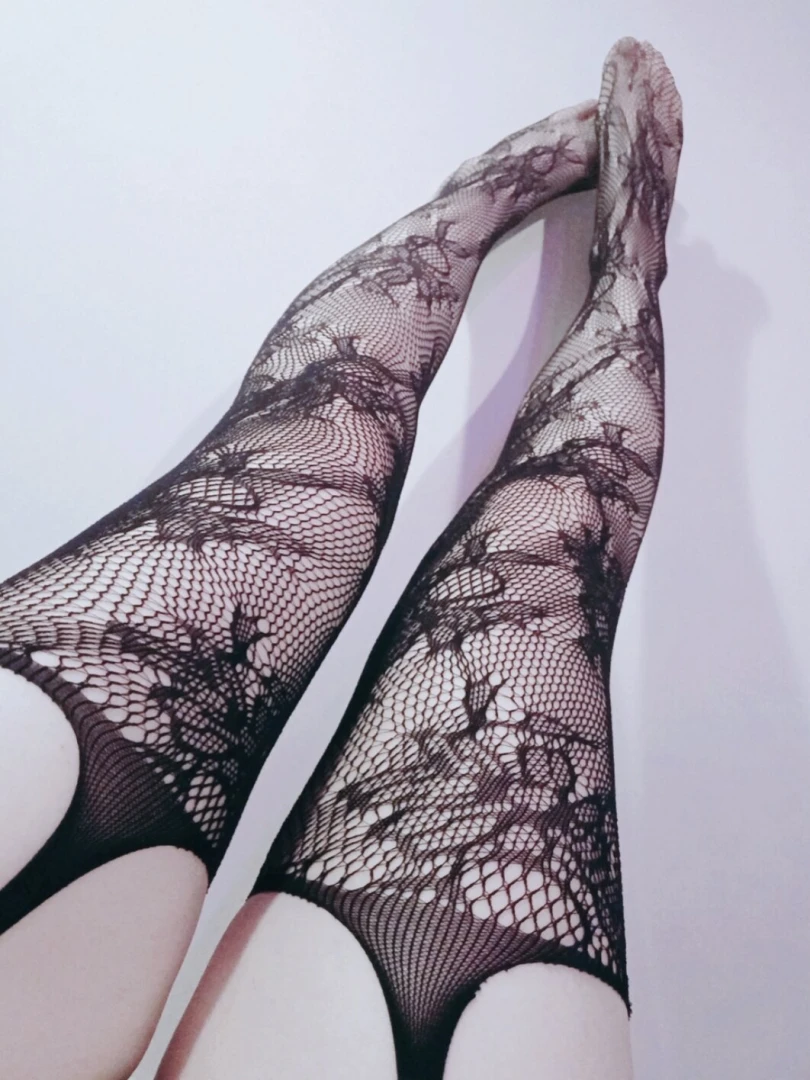 My soft beautiful pale legs look so beautiful in some lace fishnets 