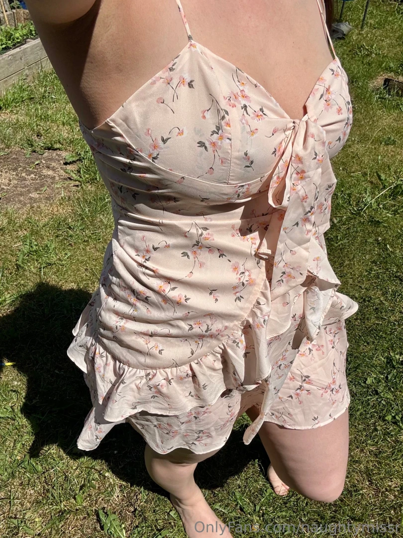Teasing daddy and the neighbours out in the garden hoping to get 