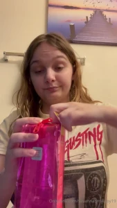 Watch me unwrap amp give my new bubblegum pink 6 dildo sloppy toppy in