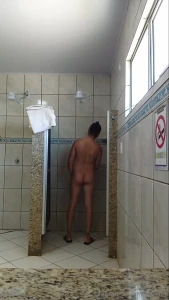 Washing my ass waiting for someone to arrive