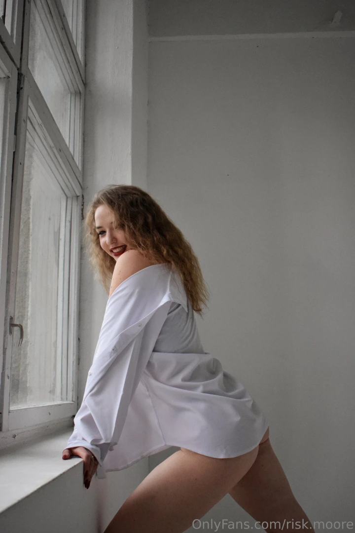 Only white shirt and red lipstick needed cause being curly is already 