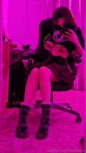 Today im wearing a pretty plaid skirt but my boobs slipped out of my