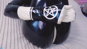 Last night i played solo with my rubber pussy my slave quietly watched part 1