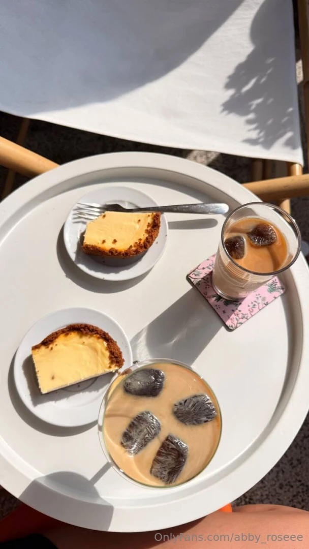 This is what a sweet tooth s breakfast looks like cheesecake ice latte 