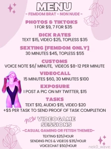 Available for femdom sessions amp customs new gaming sessions menu to part 1