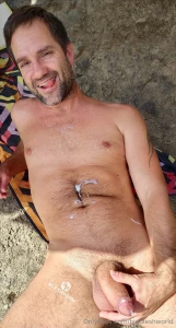 Today on very private beach i got a load on my chest and nutted my cum