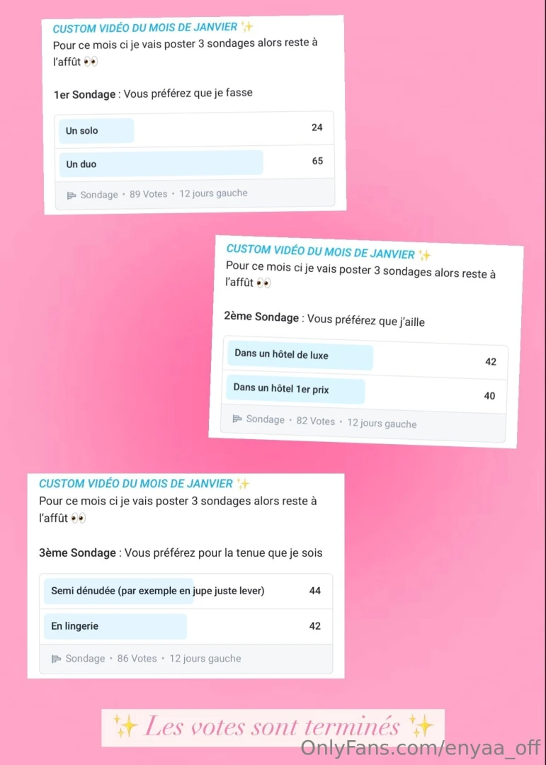 Les votes pour la vid o custom sont termin s ce sera donc un duo dans 