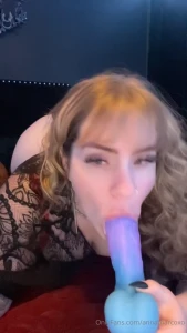 Red lingerie throating my biggest dildo arched laying with soles and part 1