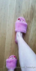 Trying out the fluffy slides so soft