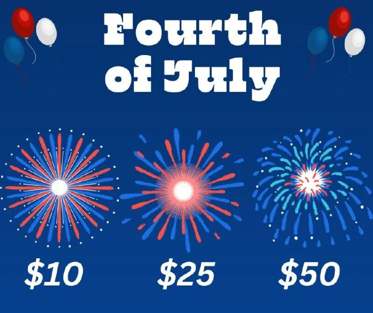 The bigger the tip the bigger the prize choose 10 25 or 50 and get 