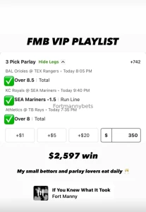 All plays are posted parlays are posted on my wall feed super hammer