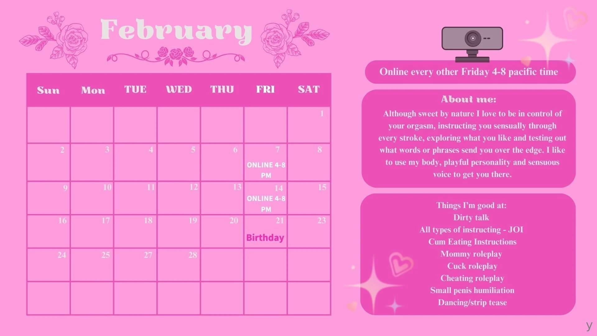 Schedule for february part 1 