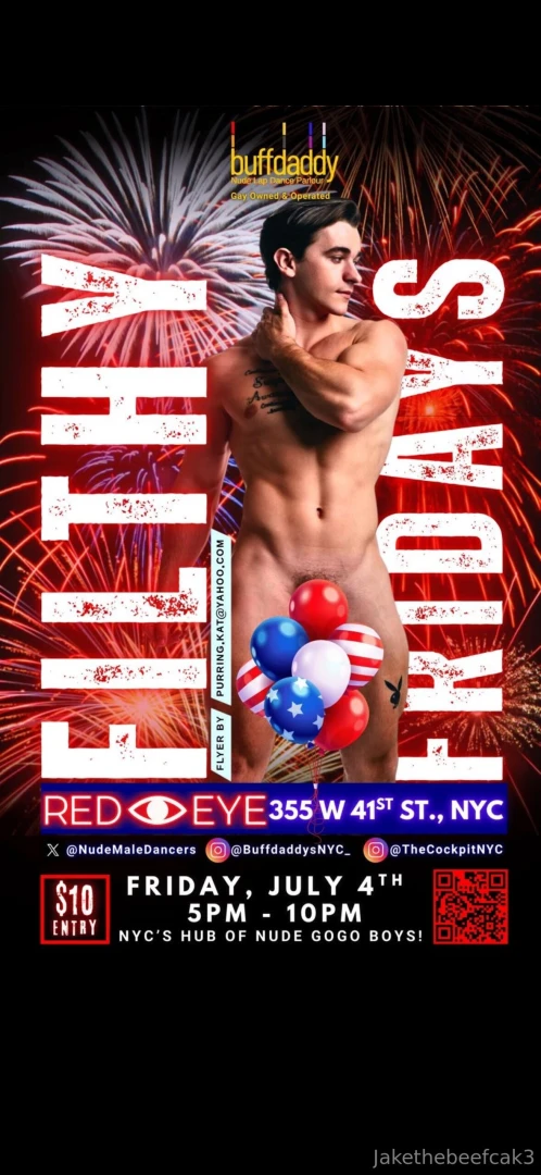 Come see me in nyc today for this filthy 4th celebration all genders 