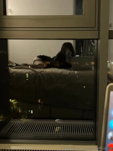Lying in the reflection of the night city one screen for work the
