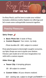 Morning my sexy peaches i get asked often for a tip menu of custom