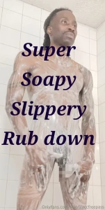 Super soapy slippery dripping wet shower rub down scene