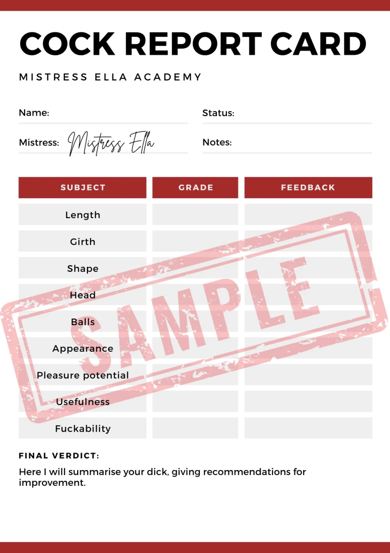 Cock report card only 10 to get an official mistress ella academy 