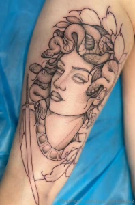 Swipe to see my new tattoo back of my left thigh still a work in part 1