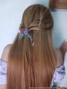 I love taking photos of my super long hair with hot cum here are some part 4