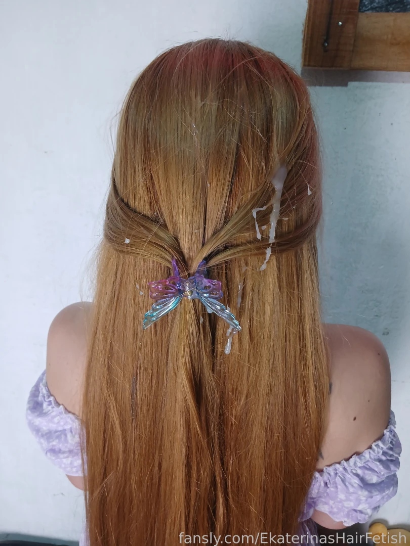 I love taking photos of my super long hair with hot cum here are some 