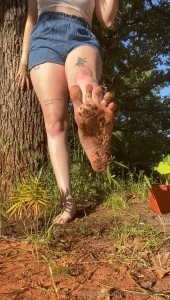 Dirty garden feet video with shorts preview