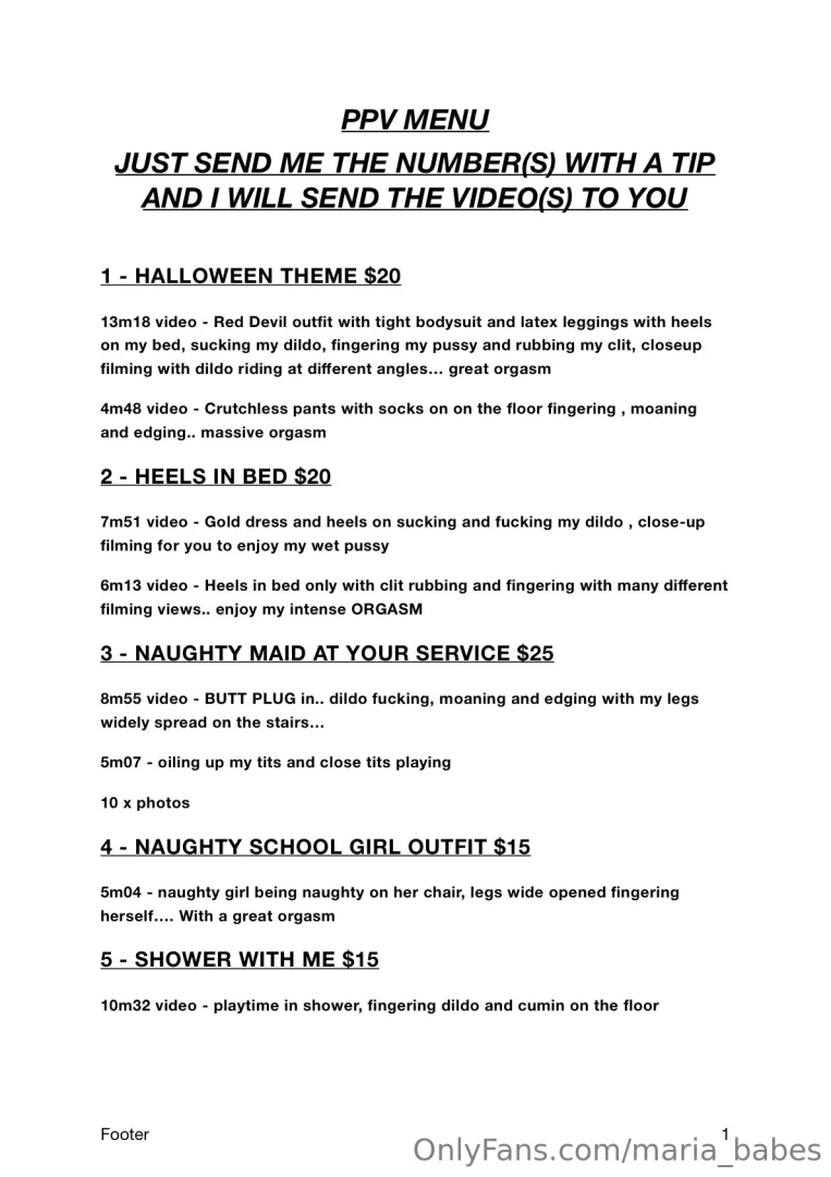 Ppv menu fully updated just send me the number s with a tip and will part 2 