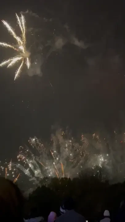 Bonfire night followed by fireworks 