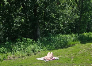 Creepy guy caught me sunbathing at the local park he stood there part 13