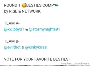 Go vote for team b evilthot amp kinkykrissi and send me screenshot