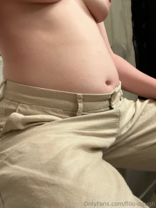 The way the fabric pulls at my belly