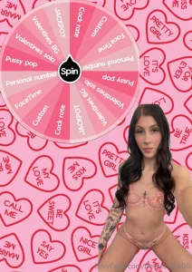 Valentines wheel 20 - 1 spin 50 - 3 spins available all month only