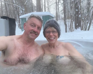 Here we are out braving the sub freezing cold for a dip