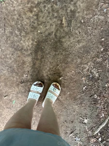 The during the walk the after the walk dried on mud and the washing of