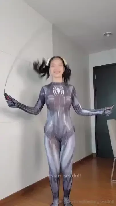 Quick spidergirl costume jump rope on off now that s a mouthful 