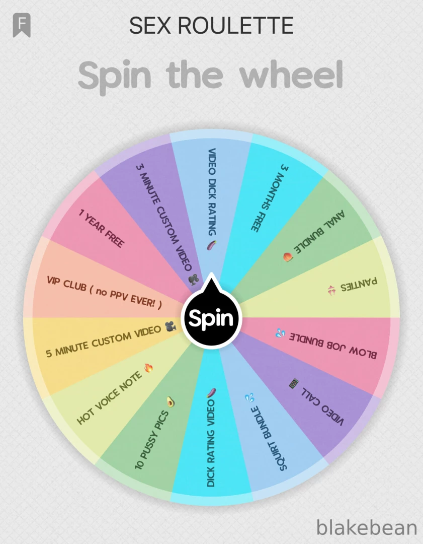 xosleazynicks1 - Sex roulette spin the wheel every spin has a great prize tip me 20 for 