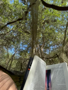 This is my morning reading a book nature pure bliss would you like a