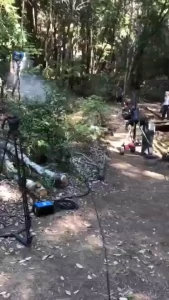 On set looking like a hollywood production here got the jibb and fog