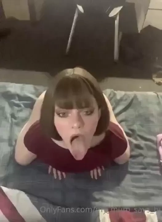 On my knees awaiting my masters cock and all of his cum 