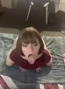 On my knees awaiting my masters cock and all of his cum