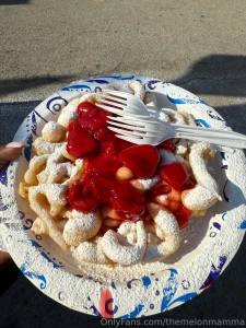 Enjoyed a strawberry funal cake at the fair td wow it s was hot out