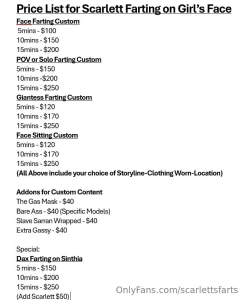 Custom prices there are 3 photos here with prices -just scarlett