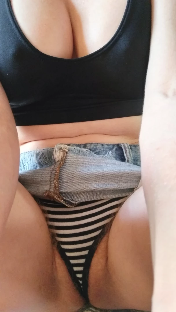 Fresh from the shower and just dressed in a sports bra and mini jean part 1 