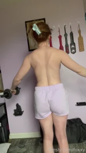 378727936250880000 - Are you working hard or hardly working workout redhead tease bigboobs 