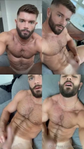 Video 47 a very hairy jerk off and cum video on the couch spanish