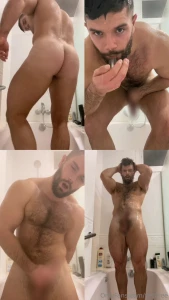 Video 44 in this very hairy and steamy shower video i jerk off finger